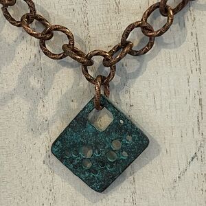 Copper and Turquoise Patina Pendant Necklace